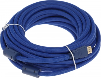 Кабель аудио-видео HDMI (m)/HDMI (m) 10м. феррит.кольца позолоч.конт. синий