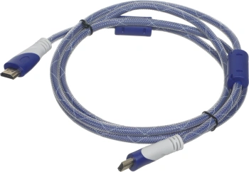 Кабель аудио-видео HDMI (m)/HDMI (m) 1.8м. феррит.кольца позолоч.конт. синий/белый