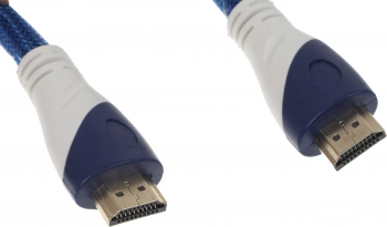 Кабель аудио-видео HDMI (m)/HDMI (m) 10м. феррит.кольца позолоч.конт. синий/белый