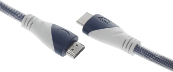 Кабель аудио-видео HDMI (m)/HDMI (m) 10м. феррит.кольца позолоч.конт. синий/белый