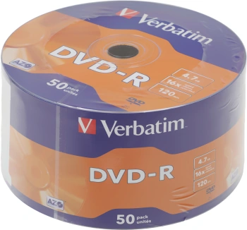 Диск DVD-R Verbatim 4.7Gb 16x bulk (50шт) (43788)