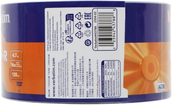 Диск DVD-R Verbatim 4.7Gb 16x bulk (50шт) (43788)