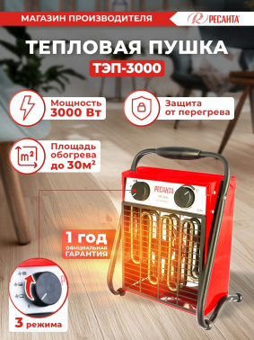 Тепловая пушка электрическая Ресанта ТЭП-3000