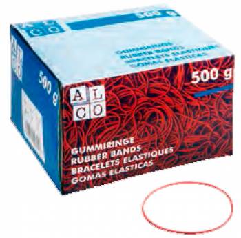 Резинки для купюр Alco 740 d=65мм 500гр красный картонная коробка