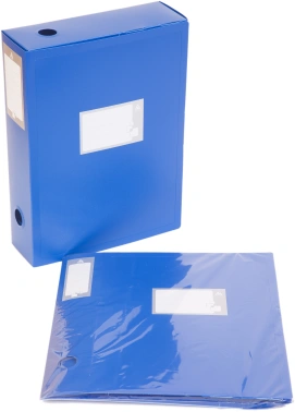 Короб архивный вырубная застежка Бюрократ -BA100/08BLUE пластик 0.8мм корешок 100мм 330x245мм синий