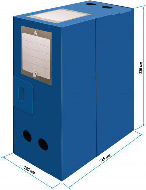 Короб архивный вырубная застежка Бюрократ -BA120BLUE пластик 1мм корешок 120мм 330x245мм синий