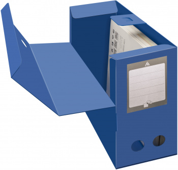 Короб архивный вырубная застежка Бюрократ -BA80/08BLUE пластик 0.8мм корешок 80мм 330x245мм синий