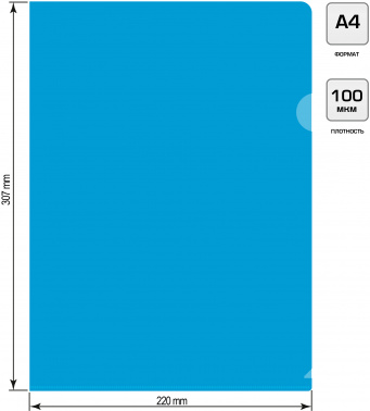 Папка-уголок Бюрократ Economy -E100BLU тисненый A4 пластик 0.10мм синий
