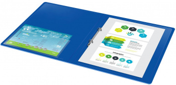 Папка на 2-х кольцах Бюрократ -0827/2RBLU A4 пластик 0.7мм кор.27мм внутр. с вставкой синий