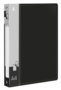 Папка на 2-х D-кольцах Бюрократ -0840/2DBLCK A4 пластик 0.8мм кор.40мм внутр. с вставкой черный