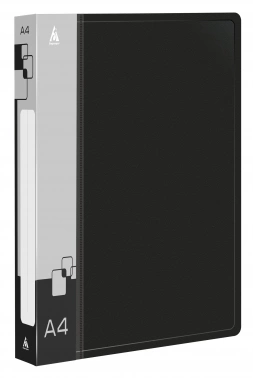 Папка на 4-х кольцах Бюрократ -0818/4RBLCK A4 пластик 0.7мм кор.18мм внутр. с вставкой черный