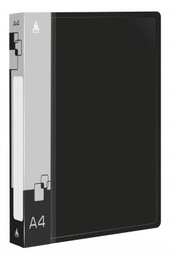 Папка на 4-х кольцах Бюрократ -0827/4RBLCK A4 пластик 0.7мм кор.27мм внутр. с вставкой черный