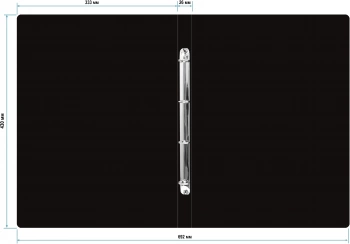 Папка на 4-х кольцах Бюрократ -0827VA3BLCK A3 верт. пластик 0.8мм кор.27мм черный