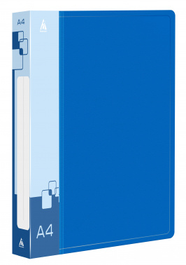 Папка на 4-х D-кольцах Бюрократ -0840/4DBLU A4 пластик 0.8мм кор.40мм внутр. с вставкой синий