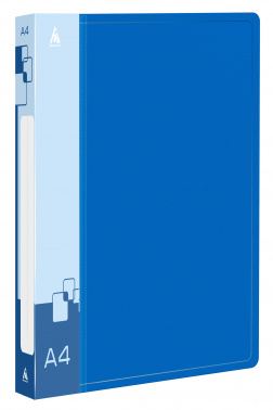 Папка на 4-х кольцах Бюрократ -0840/4RBLU A4 пластик 0.8мм кор.40мм внутр. с вставкой синий