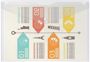 Конверт на кнопке Бюрократ Economy -PK100A A4 пластик 0.10мм ассорти