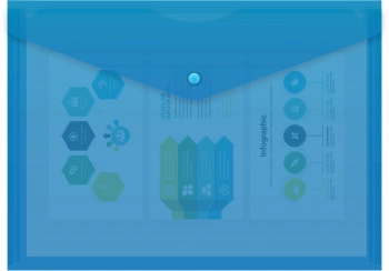 Конверт на кнопке Бюрократ -PK803TBLU A4 пластик 0.15мм синий
