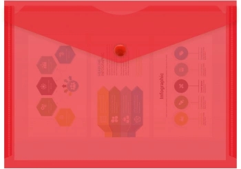 Конверт на кнопке Бюрократ -PK804A5RED A5 пластик 0.18мм красный