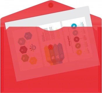 Конверт на кнопке Бюрократ -PK804A5RED A5 пластик 0.18мм красный