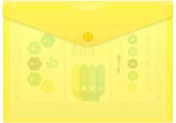 Конверт на кнопке Бюрократ -PK804A5YEL A5 пластик 0.18мм желтый