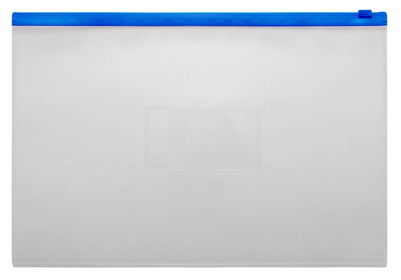 Анонс-изображение товара папка-конверт на молнии бюрократ а4 335*228мм, карман для визитки, 0,15мм, bpm4ablue/816726 