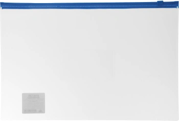 Папка на молнии ZIP Бюрократ -BPM4ABLUE A4+ полипропилен 0.15мм карм.для визит. цвет молнии синий