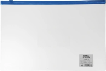 Папка на молнии ZIP Бюрократ -BPM4ABLUE A4+ полипропилен 0.15мм карм.для визит. цвет молнии синий