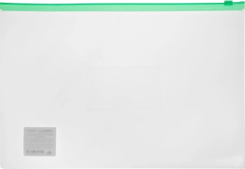 Папка на молнии ZIP Бюрократ -BPM4AGRN A4+ полипропилен 0.15мм карм.для визит. цвет молнии зеленый