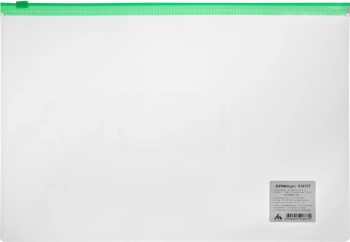 Папка на молнии ZIP Бюрократ -BPM4AGRN A4+ полипропилен 0.15мм карм.для визит. цвет молнии зеленый