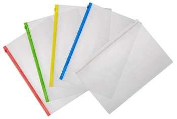 Папка на молнии ZIP Бюрократ -BPM4AGRN A4+ полипропилен 0.15мм карм.для визит. цвет молнии зеленый