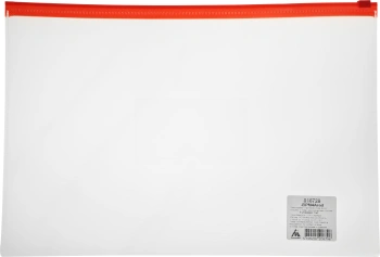 Папка на молнии ZIP Бюрократ -BPM4ARED A4+ полипропилен 0.15мм карм.для визит. цвет молнии красный