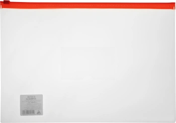 Папка на молнии ZIP Бюрократ -BPM4ARED A4+ полипропилен 0.15мм карм.для визит. цвет молнии красный