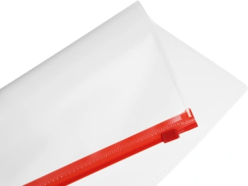 Папка на молнии ZIP Бюрократ -BPM4ARED A4+ полипропилен 0.15мм карм.для визит. цвет молнии красный