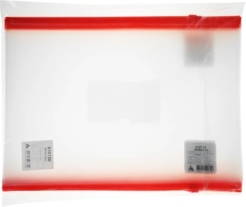 Папка на молнии ZIP Бюрократ -BPM4ARED A4+ полипропилен 0.15мм карм.для визит. цвет молнии красный