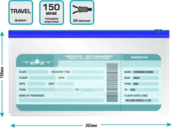 Папка на молнии Бюрократ -BPM6ABLUE A6 150x265мм полипропилен 0.15мм карм.для визит. цвет молнии синий
