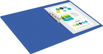 Папка метал.зажим Бюрократ -PZ05CBLUE A4 пластик 0.5мм торц.наклейка синий