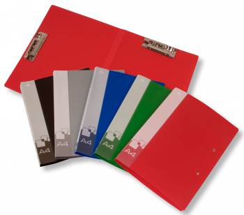Папка бок.зажим/верх.зажим Бюрократ -PZ07A4/A3 пластик 0.7мм торц.карм с бум. встав ассорти A4/A3