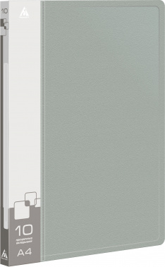 Папка с 10 прозр.вклад. Бюрократ -BPV10GREY A4 пластик 0.6мм торц.карм с бум. встав серый