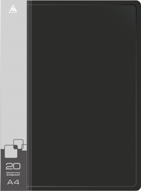 Папка с 20 прозр.вклад. Бюрократ -BPV20BLACK A4 пластик 0.6мм торц.карм с бум. встав черный