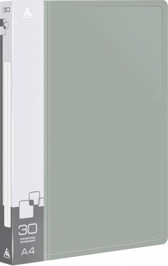 Папка с 30 прозр.вклад. Бюрократ -BPV30GREY A4 пластик 0.65мм торц.карм с бум. встав серый