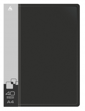 Папка с 40 прозр.вклад. Бюрократ -BPV40BLCK A4 пластик 0.65мм торц.карм с бум. встав черный