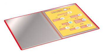 Папка с 40 прозр.вклад. Бюрократ -BPV40RED A4 пластик 0.65мм торц.карм с бум. встав красный