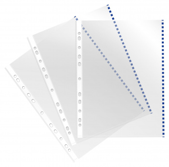 Папка-вкладыш Бюрократ Премиум -013BKAN2BLUE глянцевые A4+ 30мкм синий край (упак.:50шт)