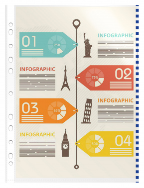 Папка-вкладыш Бюрократ Премиум -013BKAN2BLUE глянцевые A4+ 30мкм синий край (упак.:50шт)