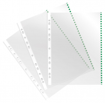 Папка-вкладыш Бюрократ Премиум -013BKAN2GRN глянцевые A4+ 30мкм зеленый край (упак.:50шт)