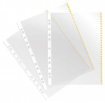 Папка-вкладыш Бюрократ Премиум -013BKAN2YEL глянцевые A4+ 30мкм желтый край (упак.:50шт)