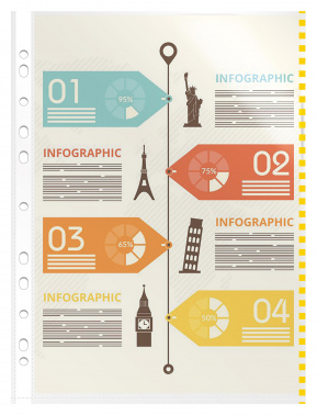 Папка-вкладыш Бюрократ Премиум -013BKAN2YEL глянцевые A4+ 30мкм желтый край (упак.:50шт)