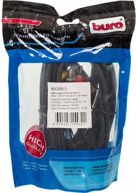 Кабель соединительный аудио-видео Buro SCART (m)/3хRCA (m) 2м. черный (BSC005-2)