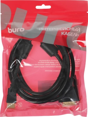 Кабель Buro HDMI (m) DVI-D (m) 1.8м (HDMI-19M-DVI-D-1.8M) феррит.кольца черный