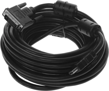 Кабель Buro HDMI (m) DVI-D (m) 10м (HDMI-19M-DVI-D-10M) феррит.кольца черный
